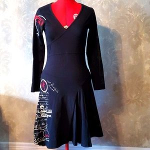 Desigual asymmetrical black dress size medium